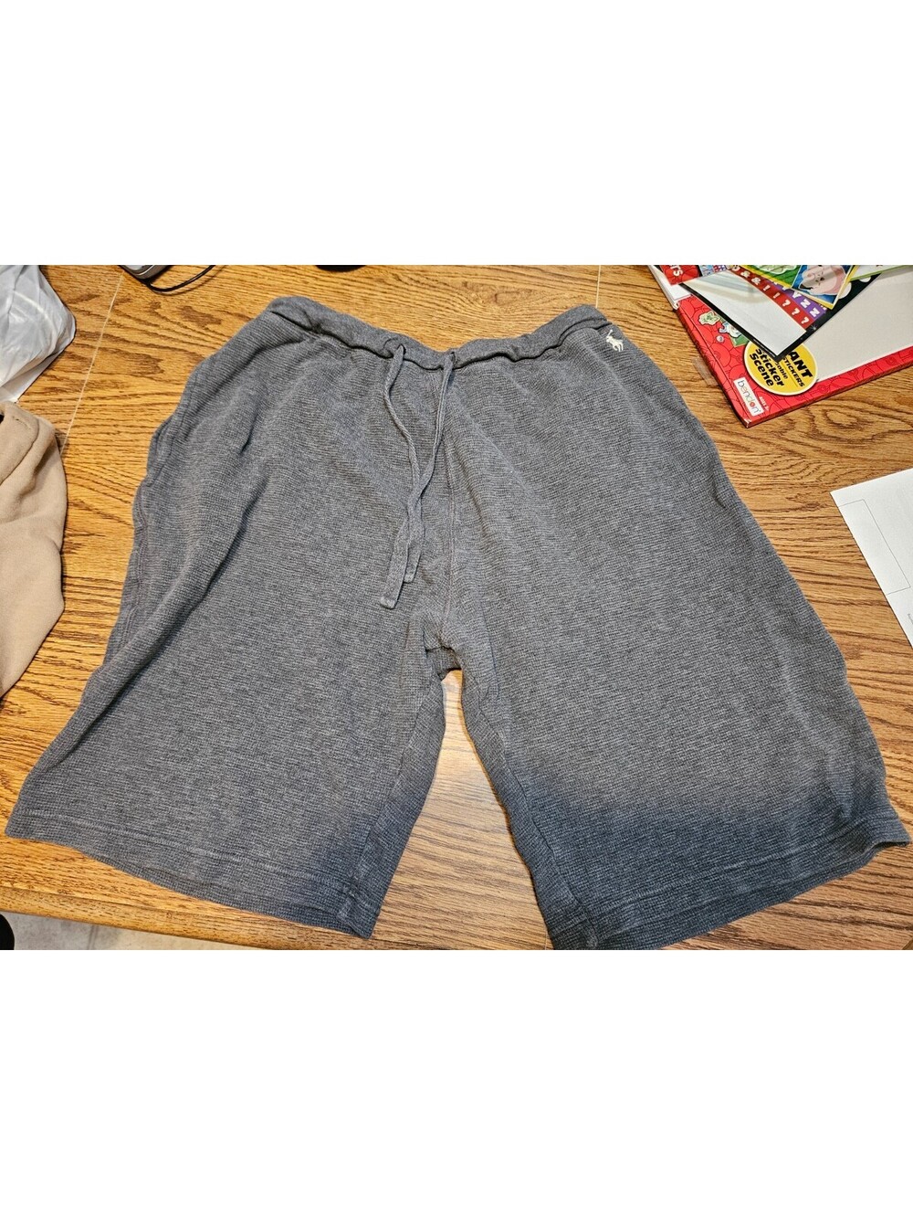 POLO RALPH LAUREN Men's Grey Heather Double Knit Tech Sweat Shorts Medium